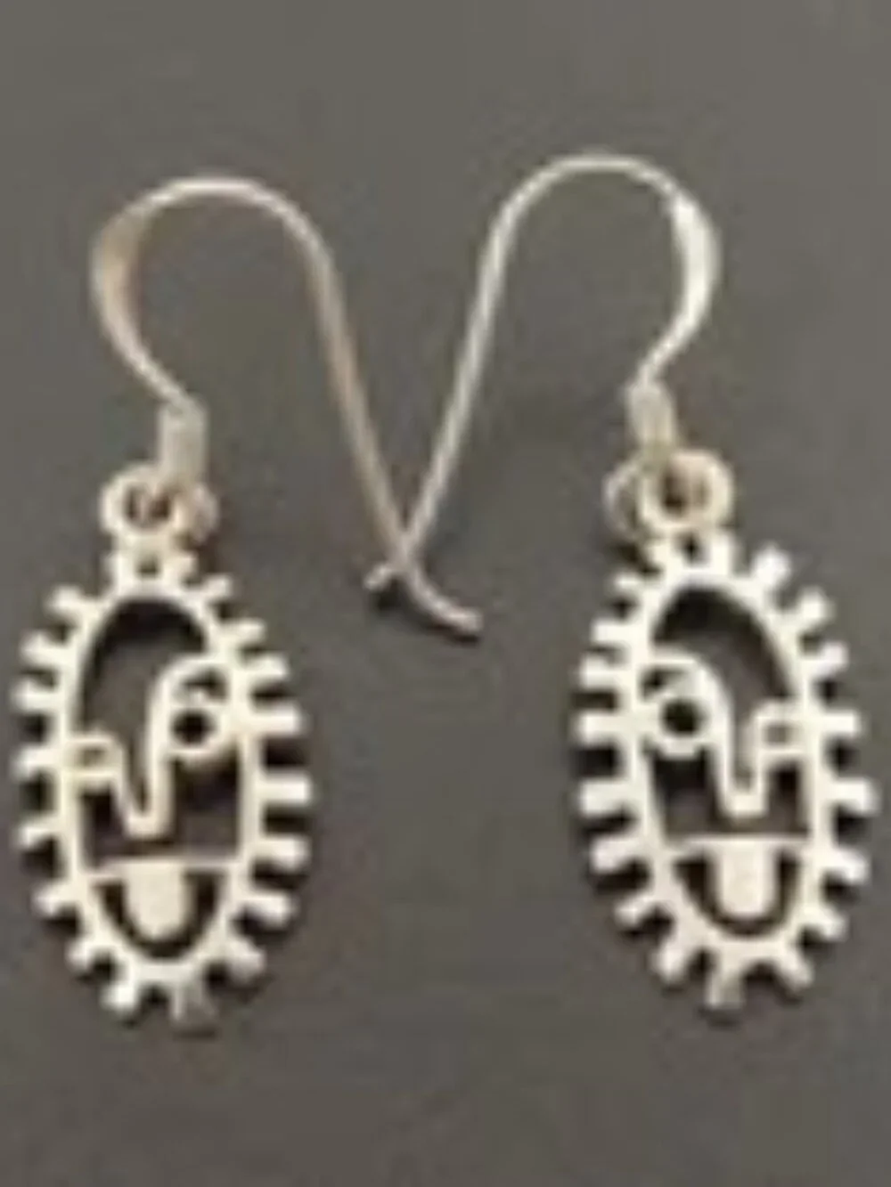 Vintage Sterling Silver Abstract Picasso Face Dangle Earrings